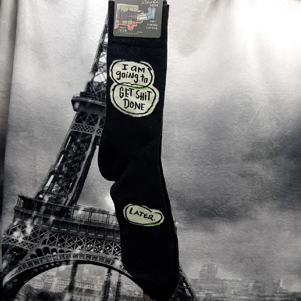 Men's Blue Q Socks With Funny Print